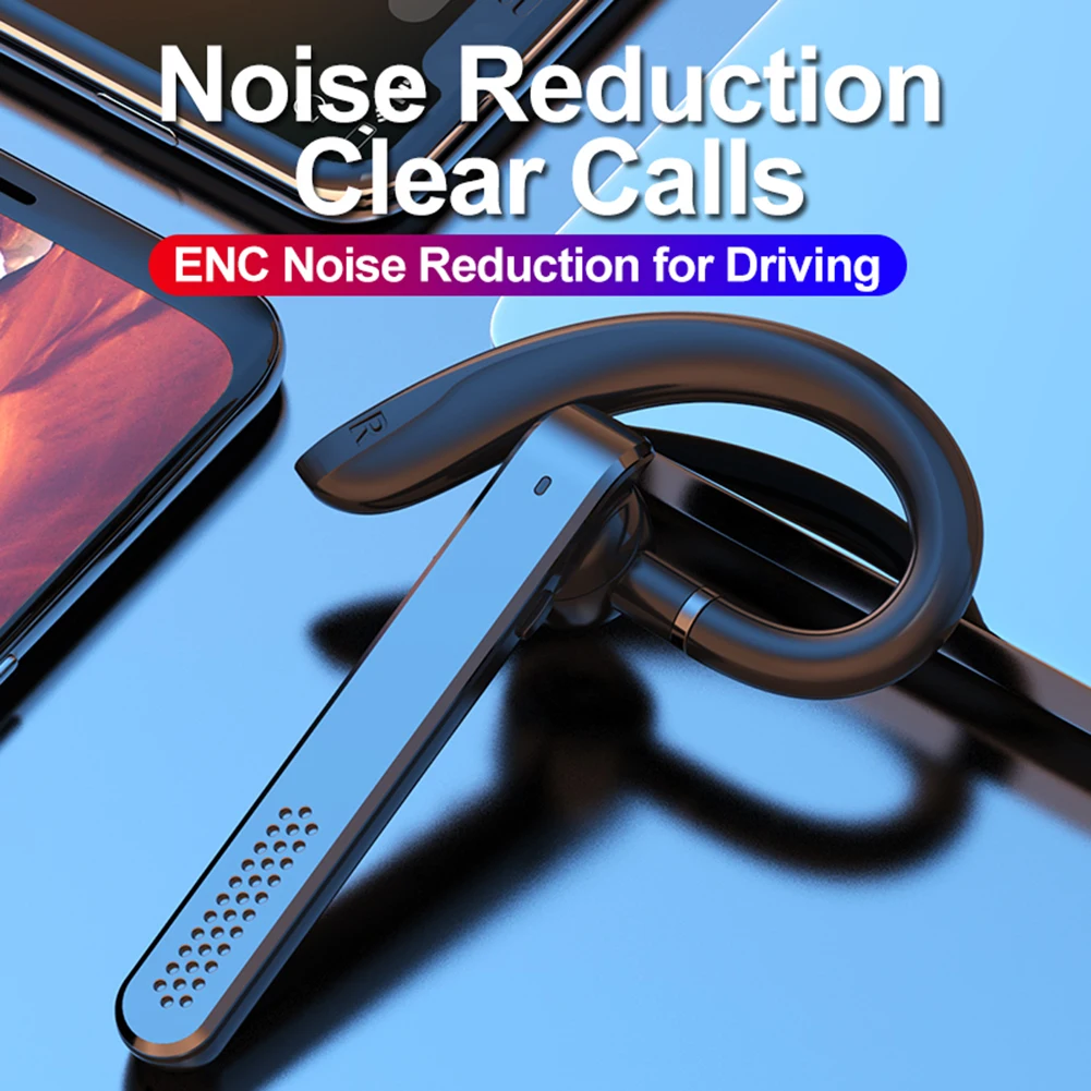 Bluetooth V5.2 Single Wireless Earbud With Battery Display Mic Sweatproof Handsfree Earpiece Silver