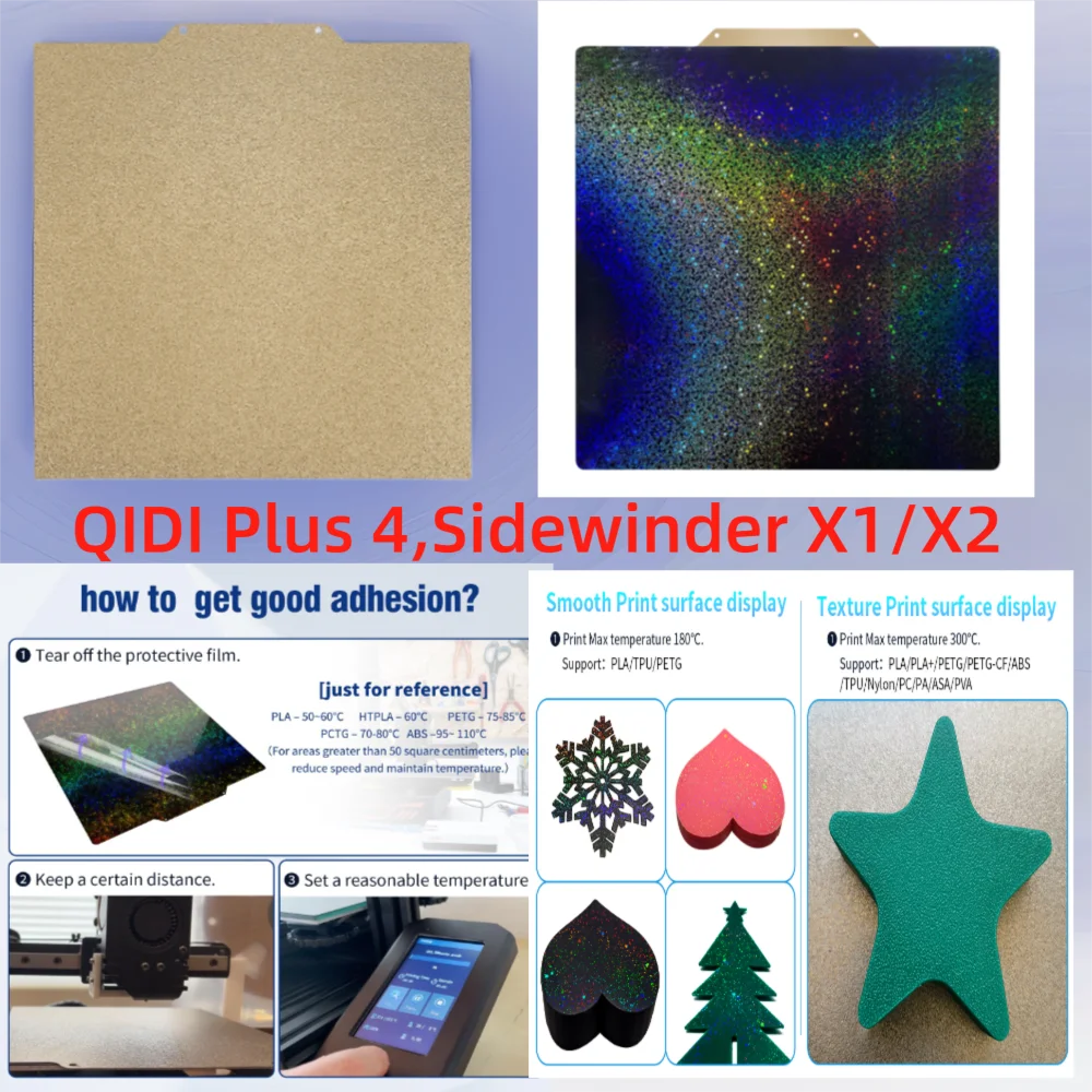 

For QIDI Plus 4 Build Plate 310x310 PEI Spring Steel Sheet Double Sided PET PEO PEY PEI Sheet for Sidewinder X1/X2 Anet A8 Plus