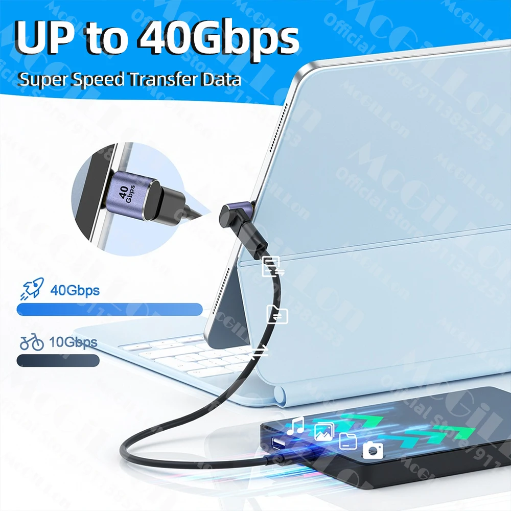 Adaptador magnético USB4.0, de USB-C a USB-C, 40 Gbps, 100 W, cable convertidor con carga rápida, 8K a 60 Hz, adaptador USB tipo C Thunderbolt 3.