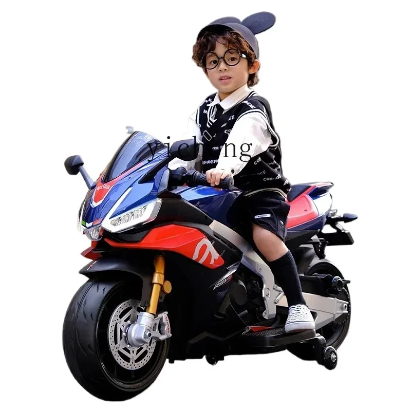 Tqh Kinder-Elektroauto, kann doppelte Männer und Frauen ab 3 Jahren sitzen, Baby-Kind-Lademotorrad-Spielzeug