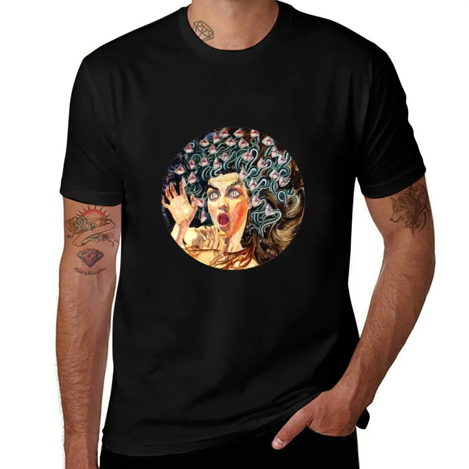 Medusa - Carlos Schwabe 1895 T-Shirt Light Athletic Short Sleeve Tee Shirt T-Shirt