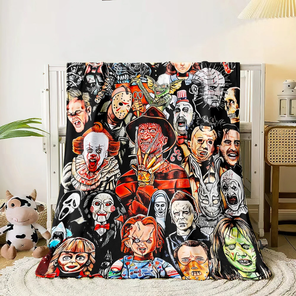 

Horror movie characters Blanket- Lightweight Flannel Throw for Sofa, Bed, Travel, Camping, Livingroom, Office, Couch, Chair