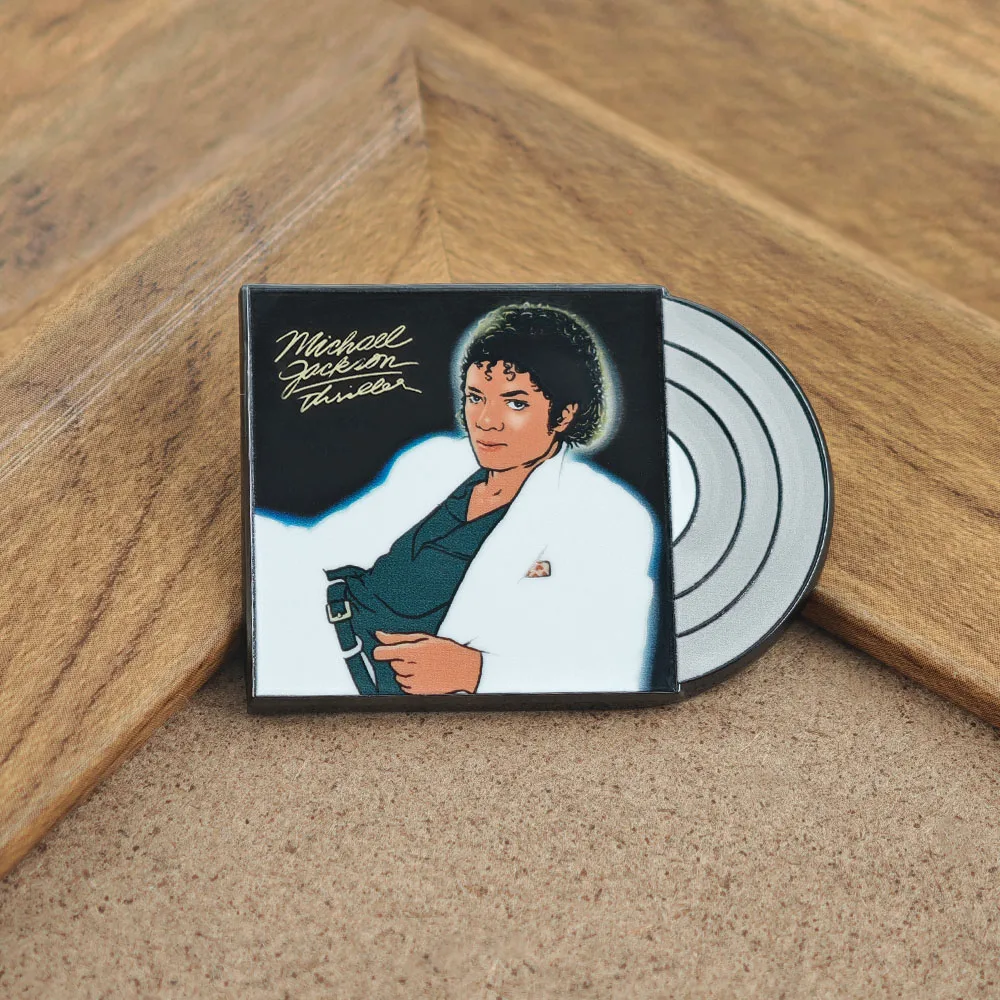 A-Michael J-Jackson Thriller Brosche Vinyl-Schallplatte Metall-Abzeichen King of Pop Album Emaille-Pin MJ Musik-Fan-Geschenk – Detail 8