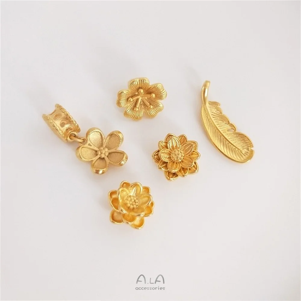 Vietnam Shajin Big Hole Lotus Blossom Bead Road Accessories Feather Pendant DIY Bracelet Jewelry K206