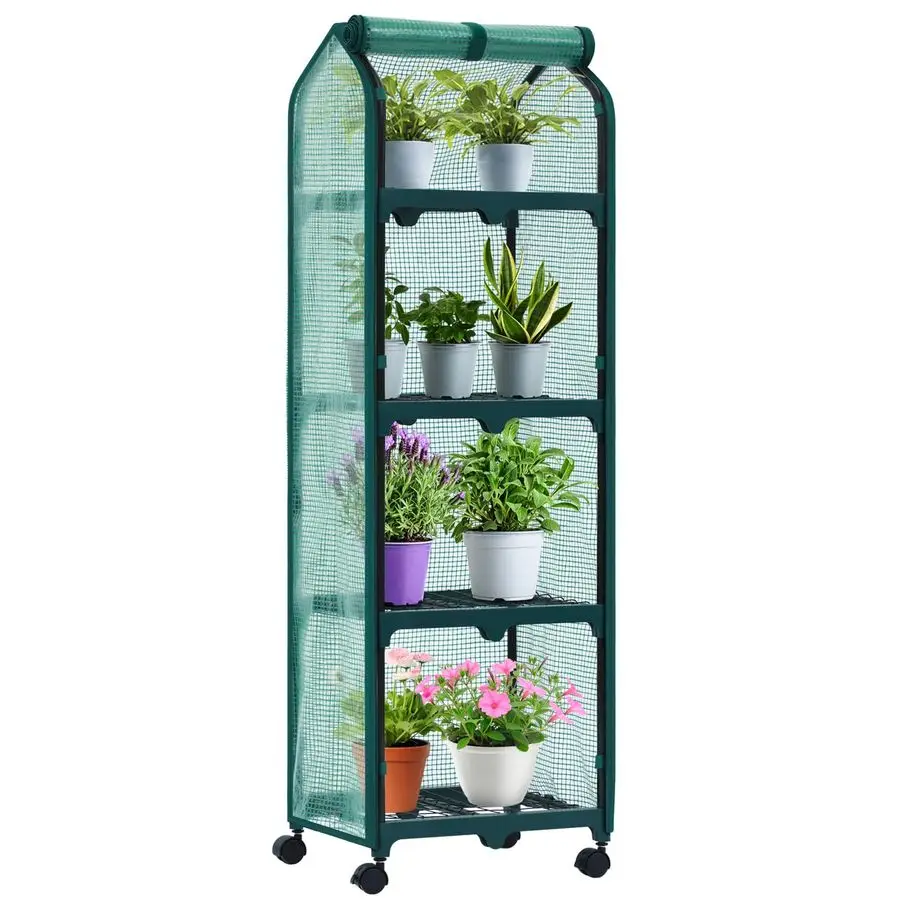 

Mini Greenhouse for Indoor Outdoor, Small Plastic Plant Green House with Locking Wheels Portable Greenhouses with Durable Cover