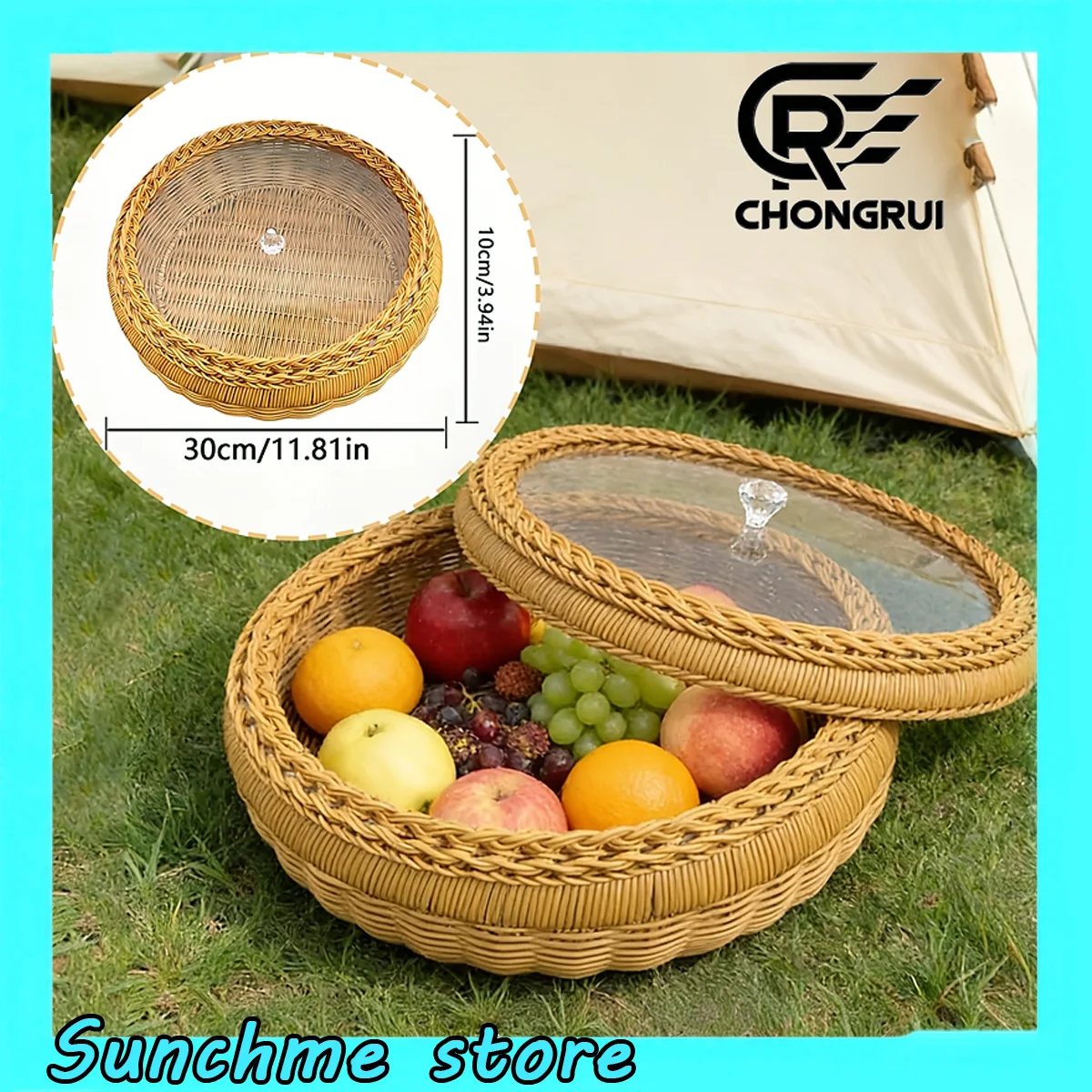 

Корзина для хранения CHONGRUI с крышкой, плетеная из искусственного ротанга, декоративная корзина для фруктов и хлеба, аксессуар для дома и кухни