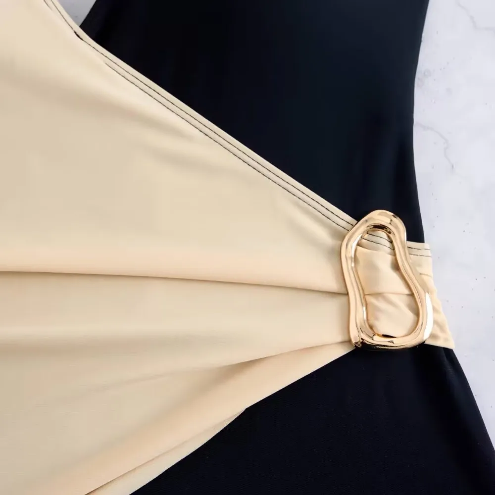 البيضاوي قطعة واحدة ملابس السباحة الإناث النساء المرقعة لباس سباحة الصيف ملابس الشاطئ البطن التحكم Monokini لباس سباحة #3