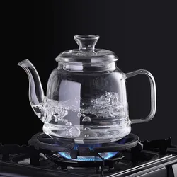 HMLOVE Heat Resistant Glass Teapot Steamed & Boiling Kettle Tea Infuser Filter High Borosilicate Chinese Teawear Pot 1200ml