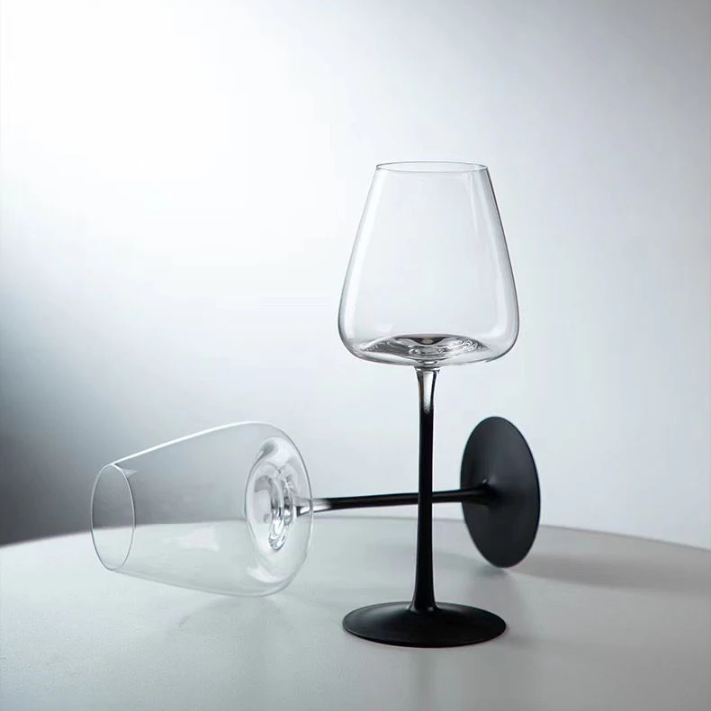 Crystal glass red wine glass home black saloon thin rod goblet pub minimalist bar Bordeaux champagne long black section