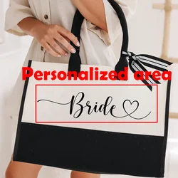 Personalized Custom Bride Tote Bag Bridesmaid Bridal shower Party Gifts Hen party Proposal Maid of Honor wedding present handbag