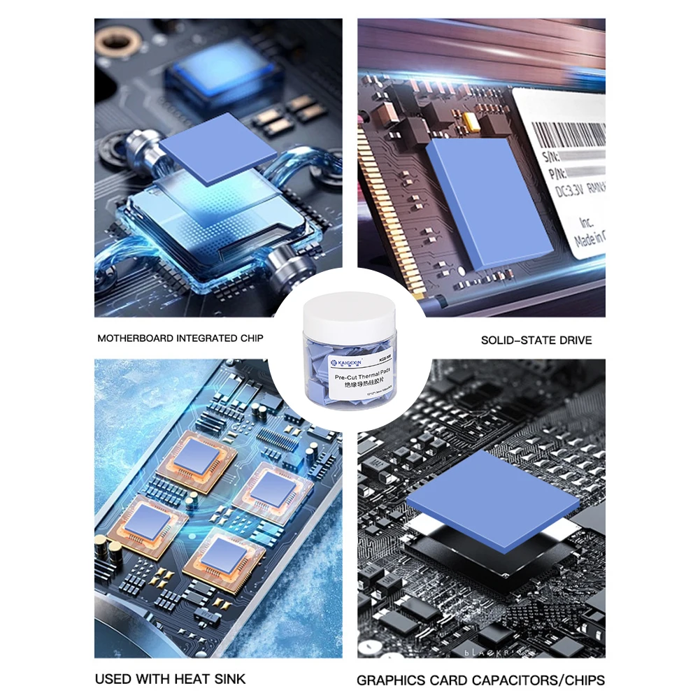 

100PCS Heat Conducting Thermal Pad Fast Heat Dissipation 12x12x1.5mm Conductive Silicone Pad Thermal Pads for GPU CPU Repair