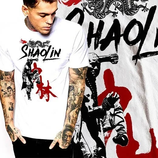 Kung Fu tshirt retro Karate shaolin martial arts buddha monk Deadly fists S2XL