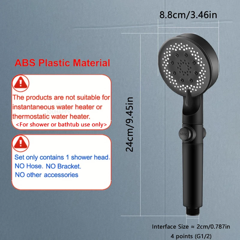Душевая насадка высокого давления с остановкой одним щелчком мыши, портативная экономия воды, 5-режимная регулируемая насадка для душа, аксессуары для ванной комнаты