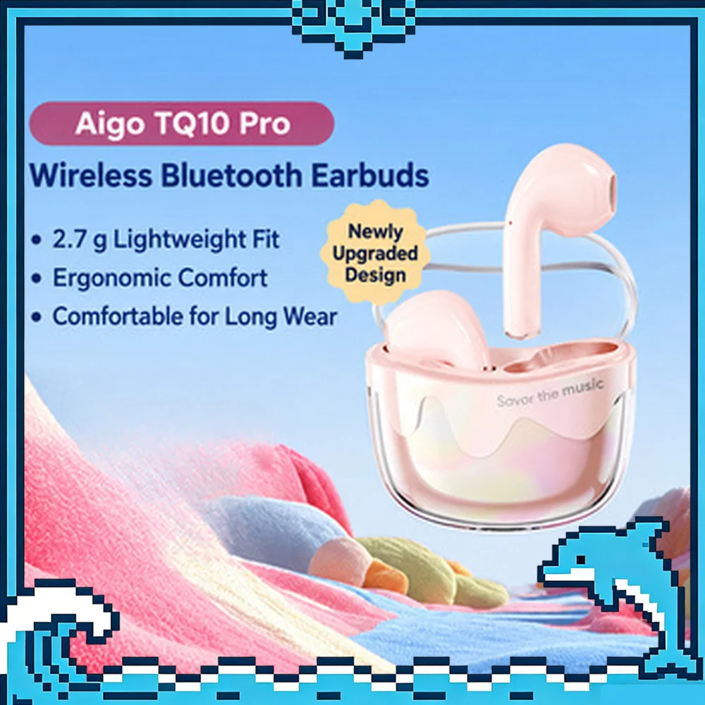 AIGO TQ10 Pro Half In-Ear Wireless Bluetooth Earbuds with Noise Reduction and USB-C Charging For Gifts