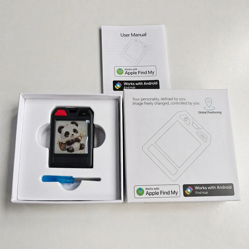 Find My & Google Compatible Tracker, E-ink Display Smart Tag, Custom Picture GPS Locator Anti-Loss Device Portable Gps Trackers