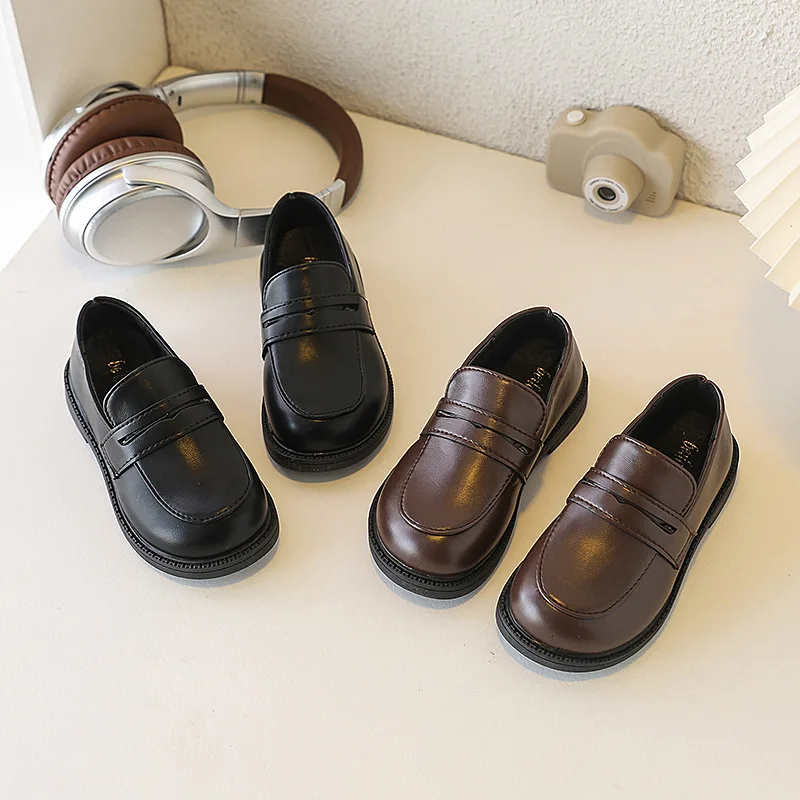 2026 New Children School Uniform Shoes Spring Autumn Hot Sale Girl Formal Leather Shoes Black Brown Fashion Kids Mary Jane Shoes