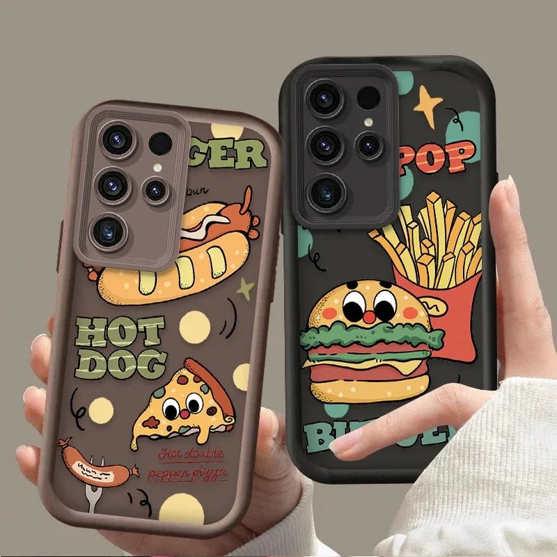 Soft Silicone Back Case for Samsung Galaxy S25 S24 S23 Ultra S22 S21 Plus FE 5G A54 A34 A14 A73 A53 A33 5G Funny Hamburger Cover