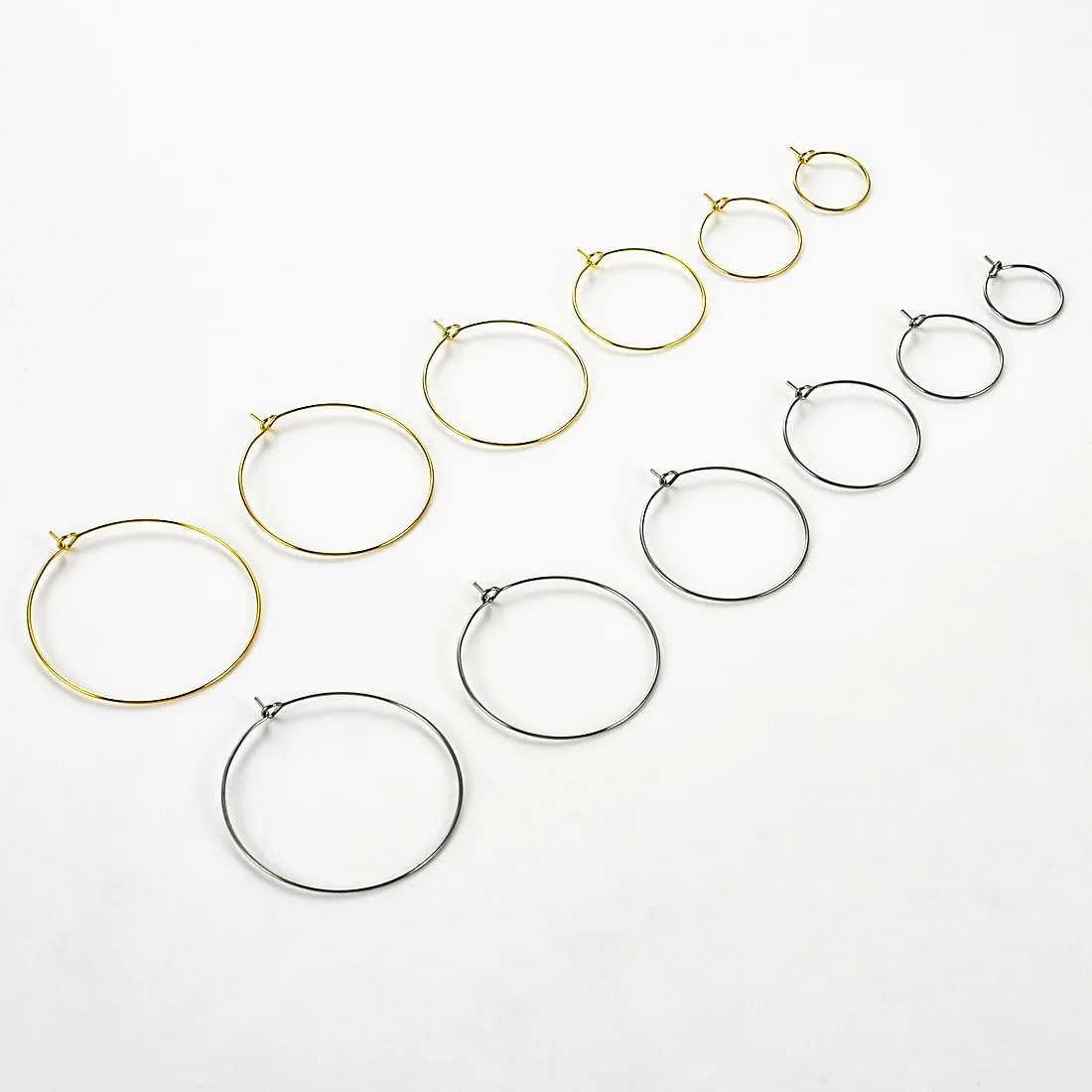 20Pcs Stainless Steel Round Earring Beading Hoops Gold Silver 15-40MM Big Circle Wire Open Hoops for DIY Jewelry Making Findings view 3