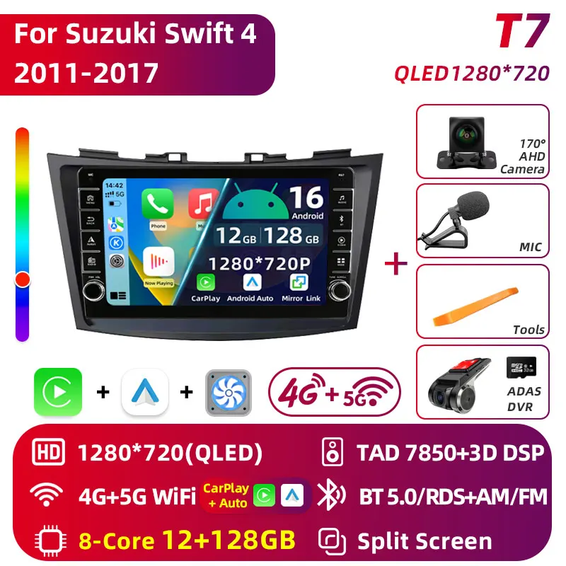 Android 16 Autoradio Stereo Voor Suzuki Swift 4 2011 2012 2013 2014-2016 Multimedia Video Player 2 Din auto Audio G Stereo Audio - afbeelding 1