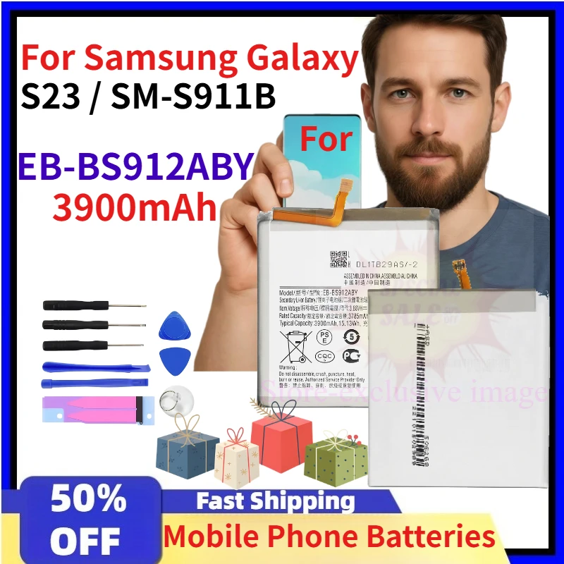 EB-BS912ABY 3900mAh Mobile Phone Replacement Batteries for Samsung Galaxy S23 / SM-S911B New High Quanlity Battery + Free Tools