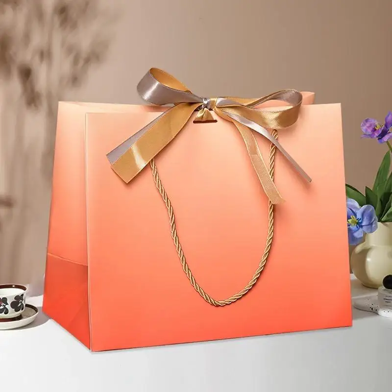 Wholesale Custom Logo White Kraft Paper Tote Bags Clothing Store Shopping Bag Corporate Promotional Gift Packaging Supplies