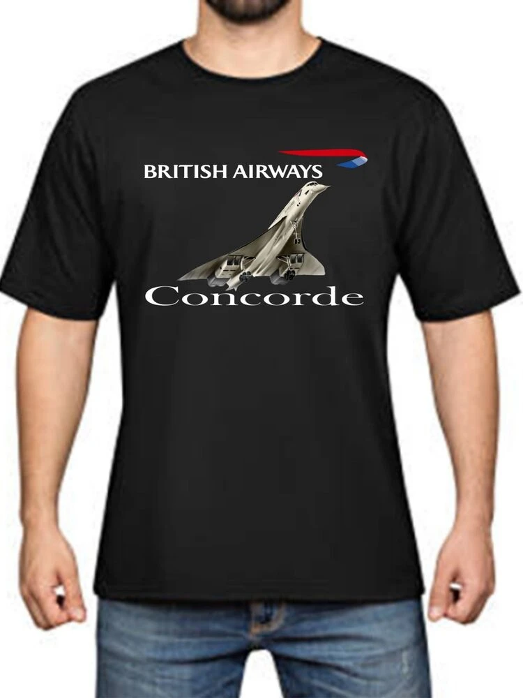 British Airways Concorde Retro British Aircraft Travel Pilot T-Shirt Short Sleeve Casual 100% Cotton O-Neck Summer Mens T-shirt