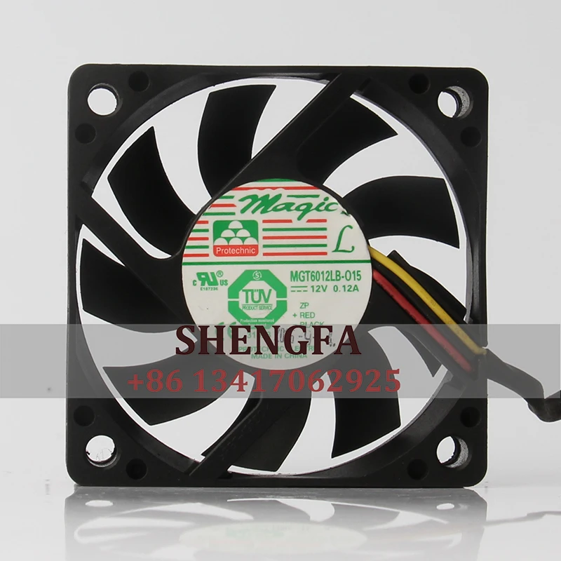 YONGLI MGT6012LB-015 Case Cooling Fan  12V 0.12A 6015 6CM 3-wire Speed Measurement