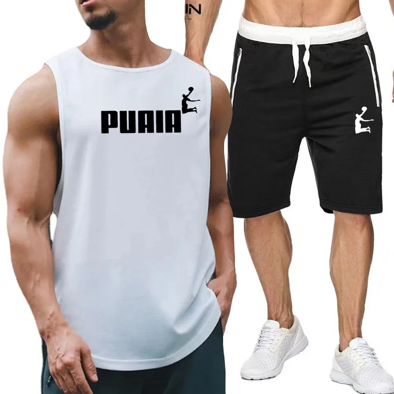 2024 Summer New Comfortable Sports Set Men's Running and Fitness Set Short sleeved Quick Drying Two Piece Set Large Set