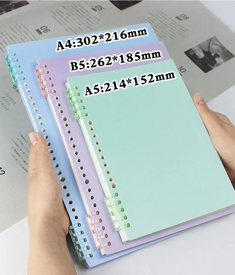 10Pcs Loose Leaf Binding Covers A4 B5 A5 30/26/20 Hole Notebook Binder Thickened Budget Replaceable School Stationery Supplies