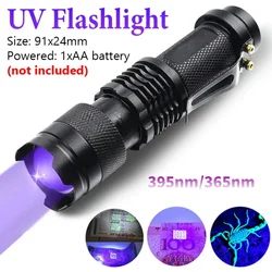 LED UV Flashlight Ultraviolet Torch Mini UV Light Pet Urine Stains Detector Fluorescent Anti-counterfeiting Bill Seal Detector