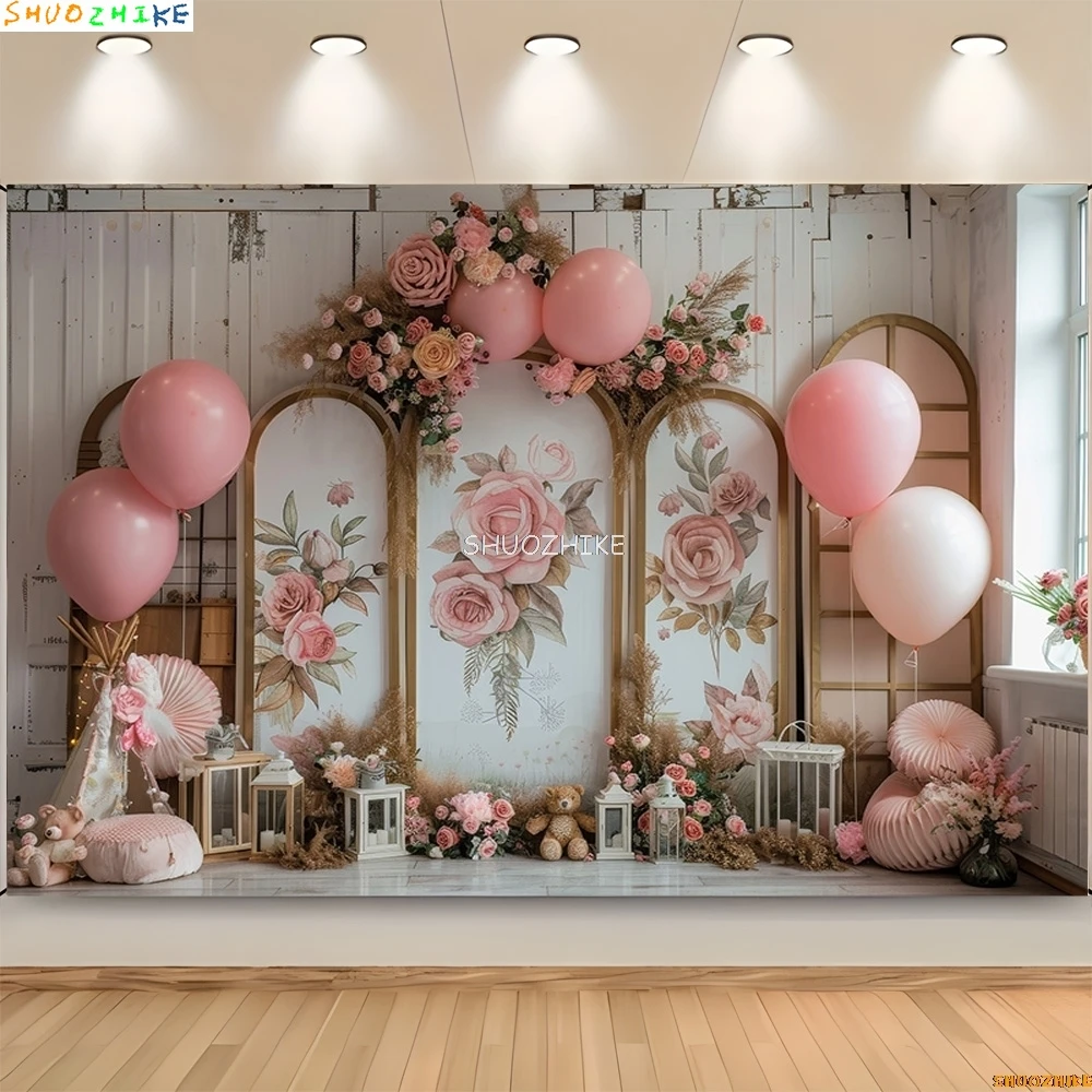 Toy Room Unicorn Balloons Door Photography Backdrops Lighthouse Cloud Moon Baby Birthday Party Photo Studio Background ET-04