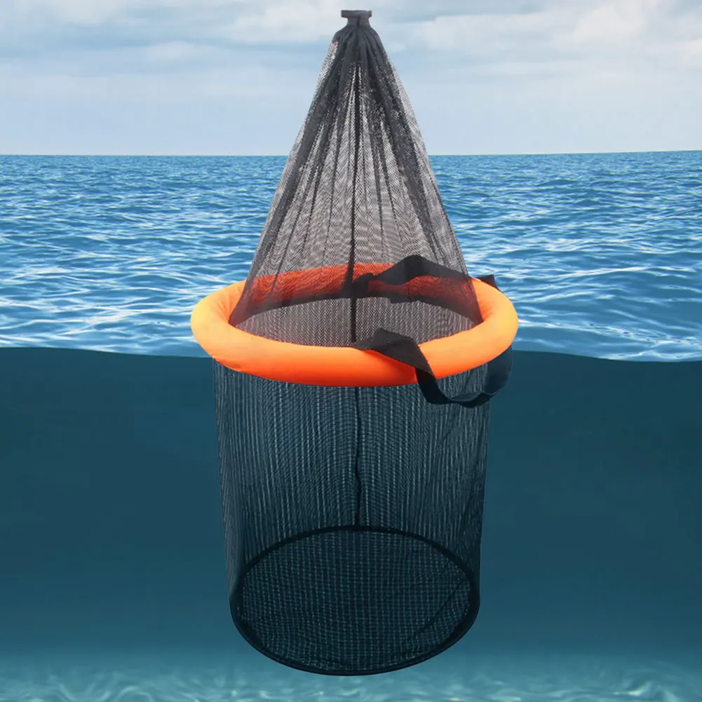 Floating Fishing Bait Basket Mesh Collapsible Fish Keeper Live Fish Net Cage Foldable Fishing Holder Bucket view 5