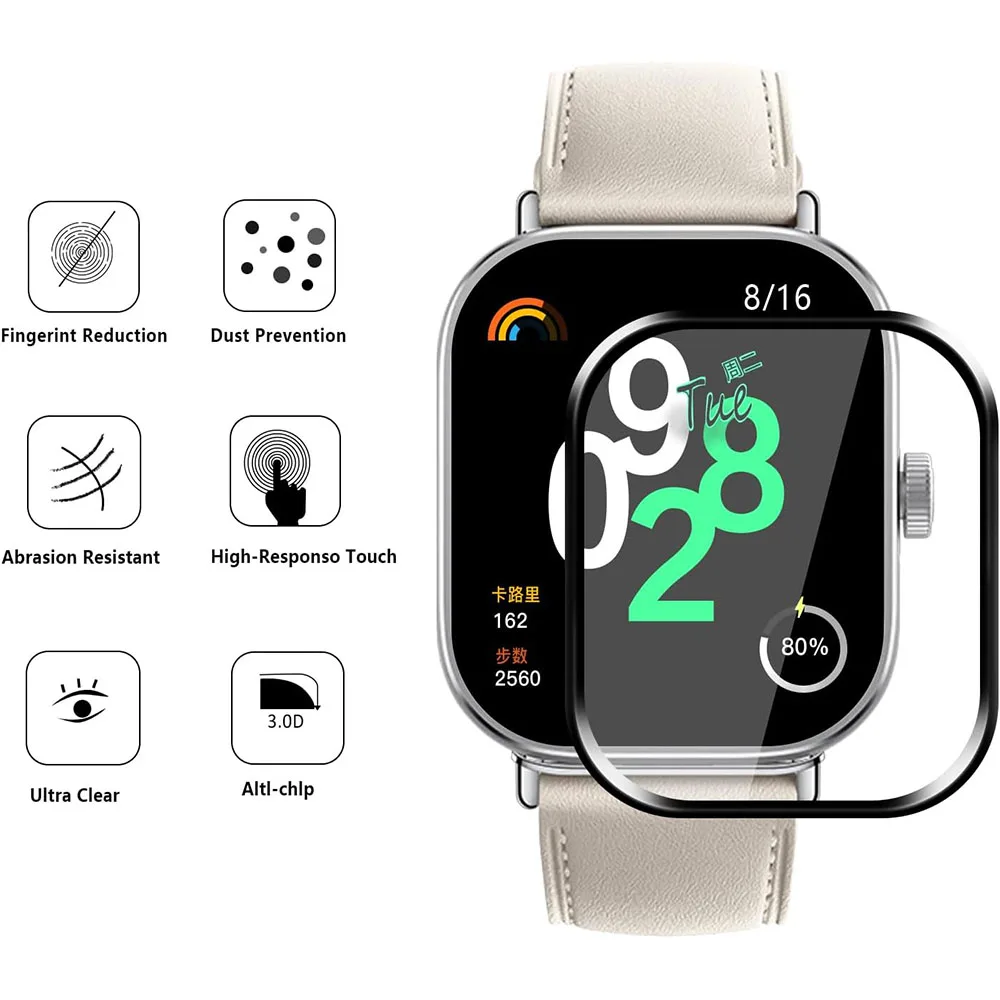Behua ฟิล์มขอบโค้ง3D กันรอยแบบใสสำหรับ redmi Watch 4ฟิล์มป้องกันสำหรับ redmi Watch 3 Active Lite Accessories