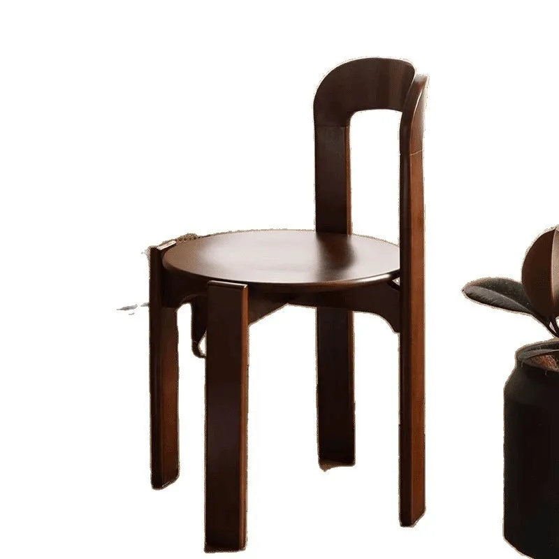

Foldable solid wood dining table and chairs home backrest designer French stool
