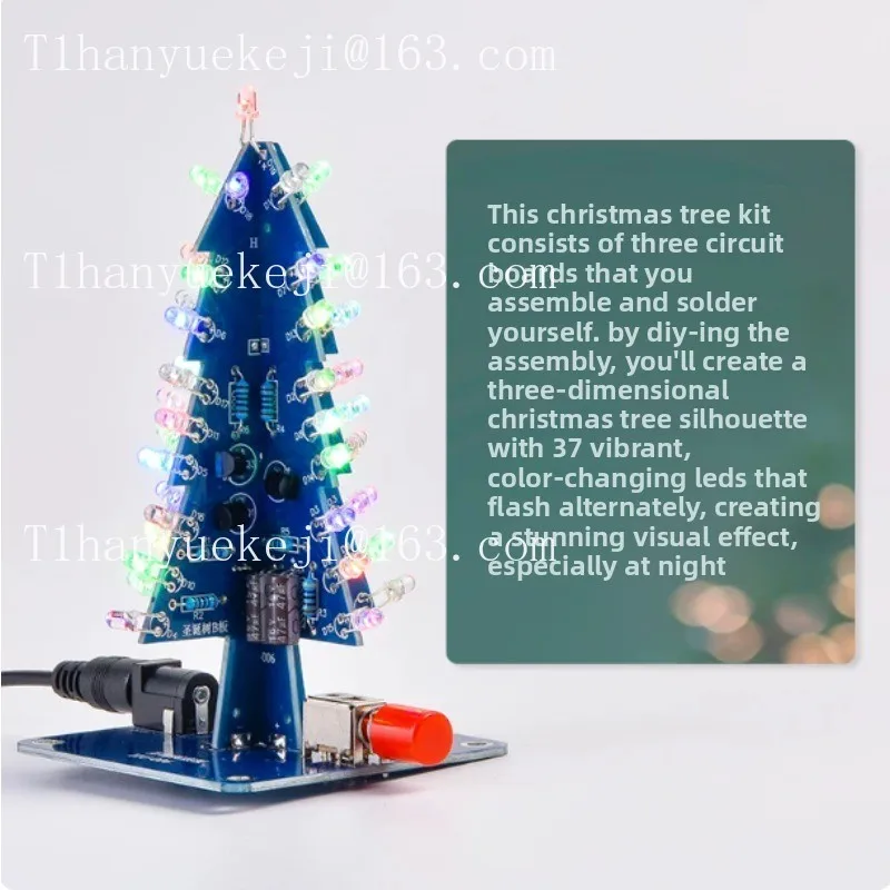Colorful Christmas Tree Parts Seven-Color LED Light Soldering Practice Small Christmas Tree DIY Kit