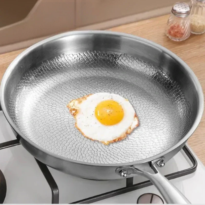 

German titanium pot household uncoated flat-bottomed steak frying pan non-stick pan. Universal for electromagnetic gas.