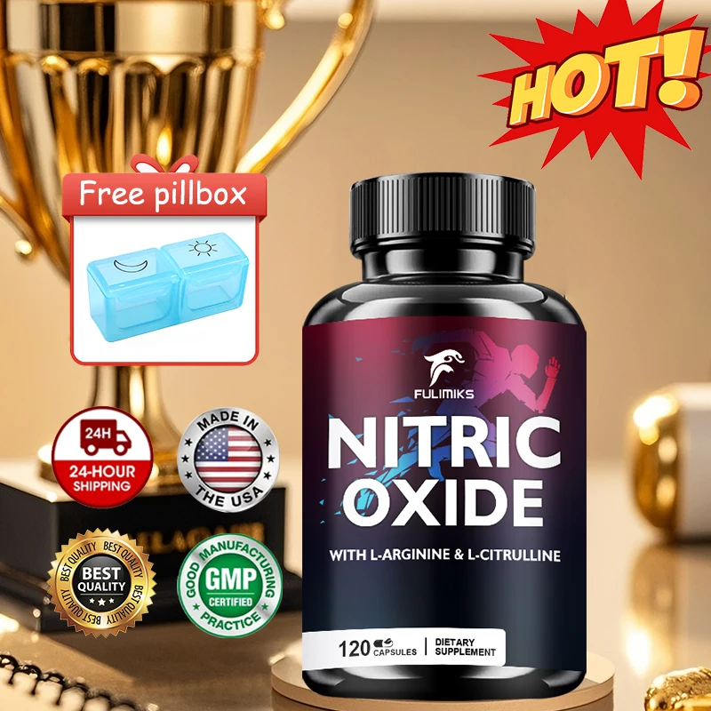 Pure Nitric Oxide Capsulest, Calcium, L-Arginine, Support Circulatory, Energy, Build Muscle, Increase Endurance & Performance