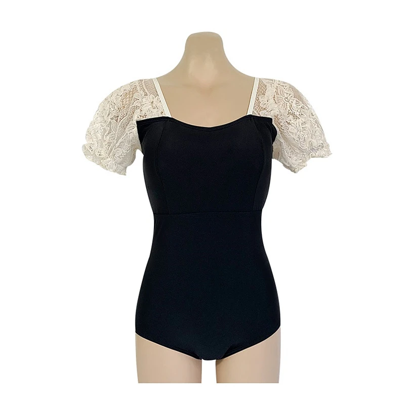 Bikini Sexy de manga de encaje para mujer, traje de baño de una pieza con realce, ajustado, cintura descubierta, triangular, para vacaciones de verano