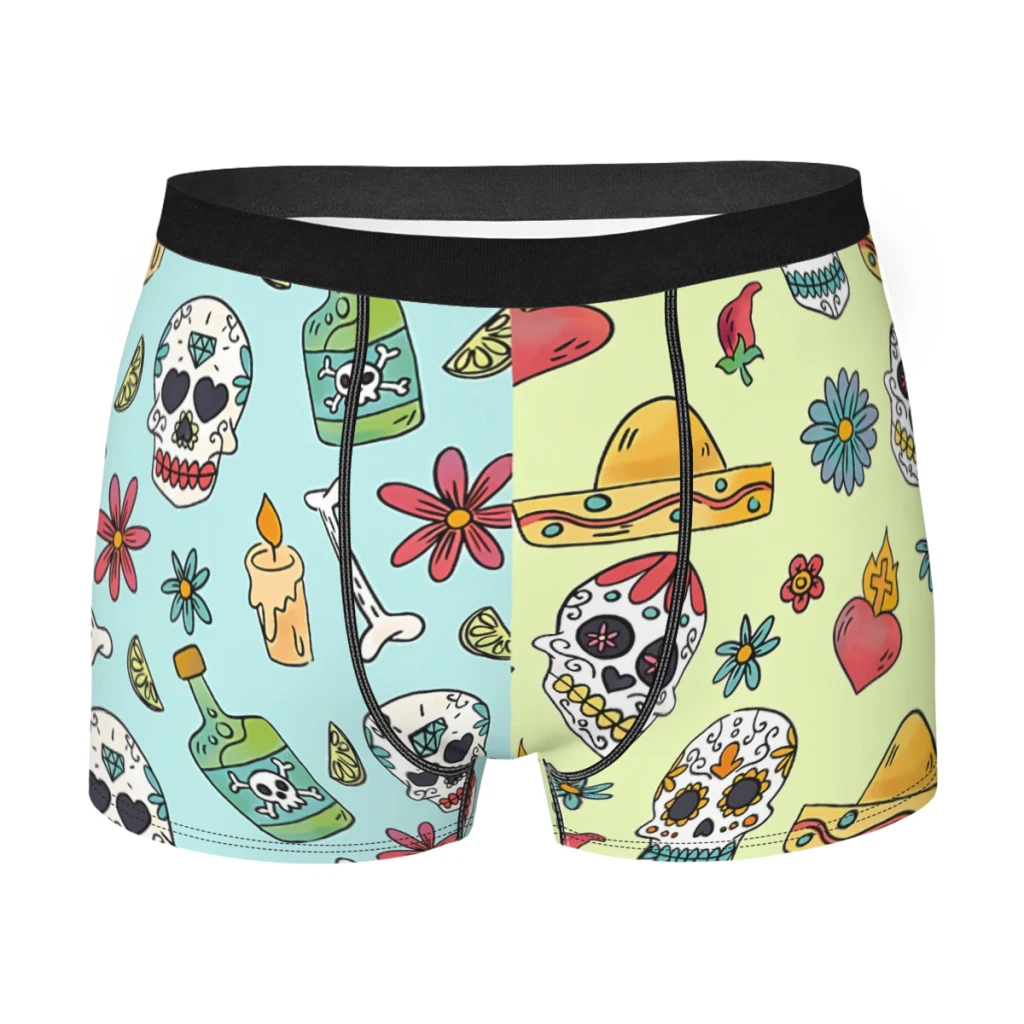 Sugar Skull PatternSkull StyleUnderpants Homme Panties Man Underwear Comfortable Shorts Boxer Briefs