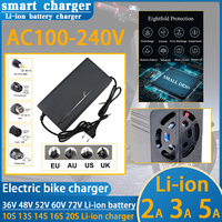 42V 54.6V 58.8V 67.2V 84V 2A 3A 5A Lithium Battery Smart Charger AC100-240V For 10S 13S 14S 16S 20S Li-ion Cells Fast Charging