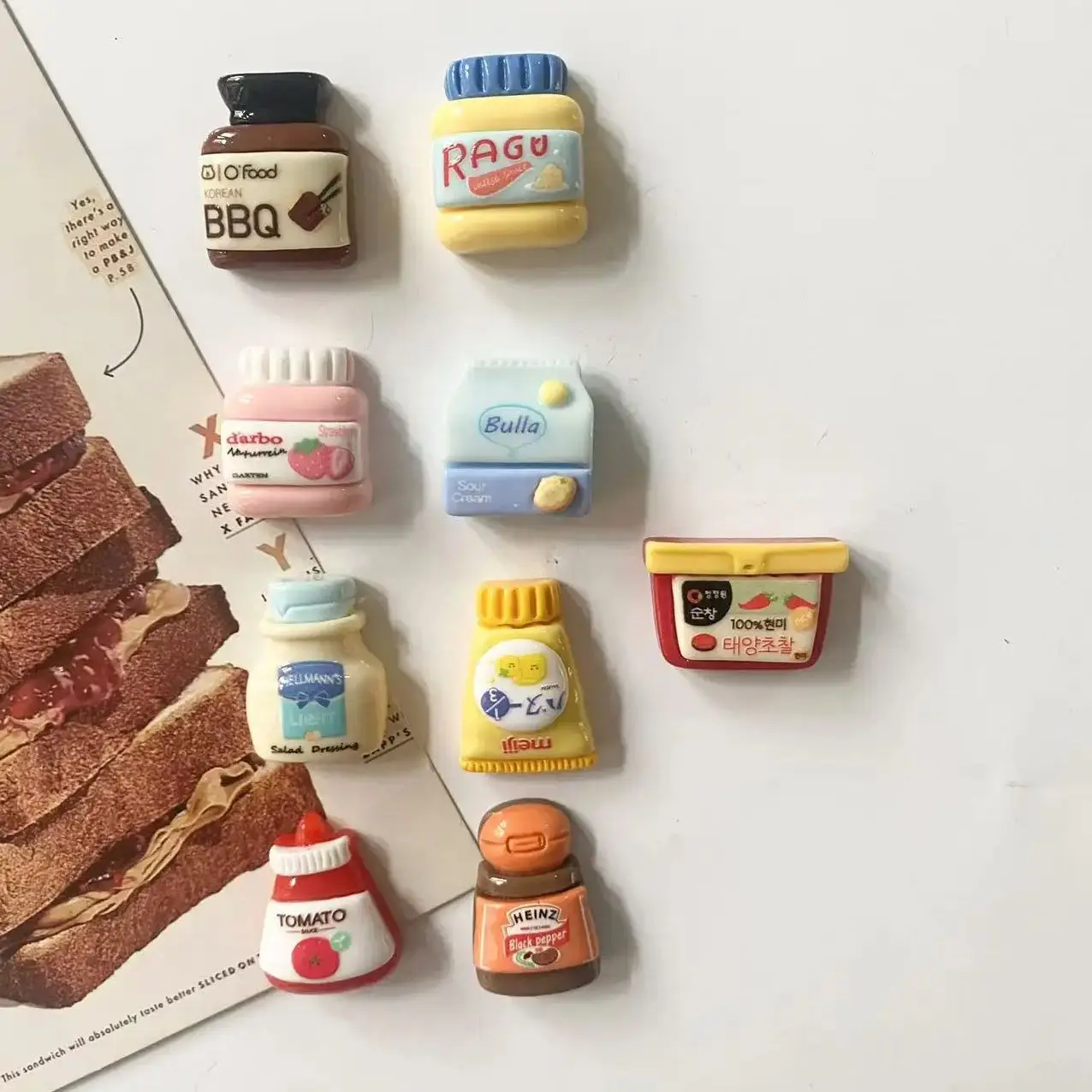 9Pcs Mini Simulation Cans Ketchup Resin Fridge Magnets Home Decor Magnets Cute Magnets