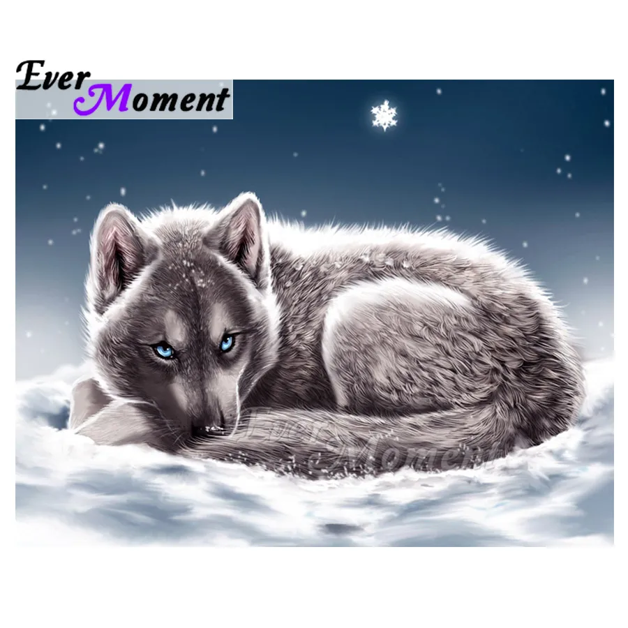 Blue Eye Wolf Snow Full Square Drill Handmade Ever Moment Diamond Painting 5D DIY Mosaic Diamond Embroidery Decoration ASF1682