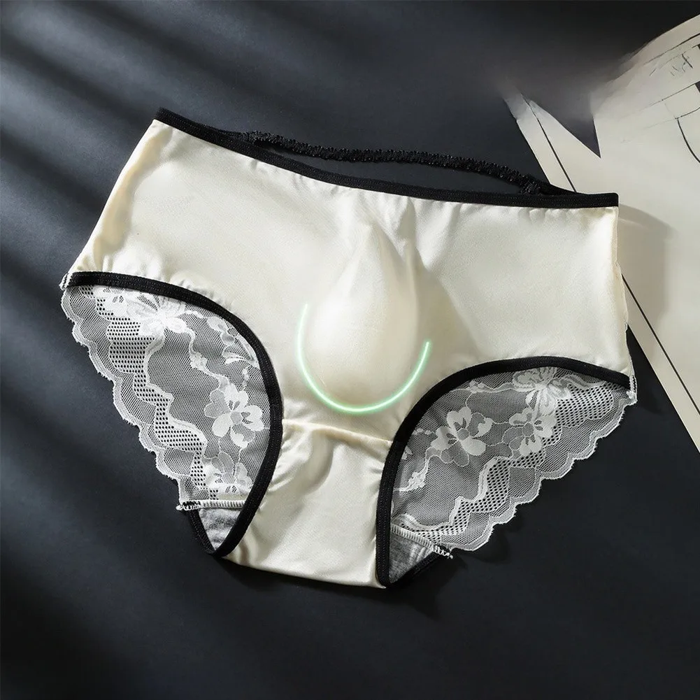 Men's Polyester Spandex Lace Briefs with U-Convex Pouch Mid-Waist Underpants Breathable Sissy For Ruffle Elastic Waist Support