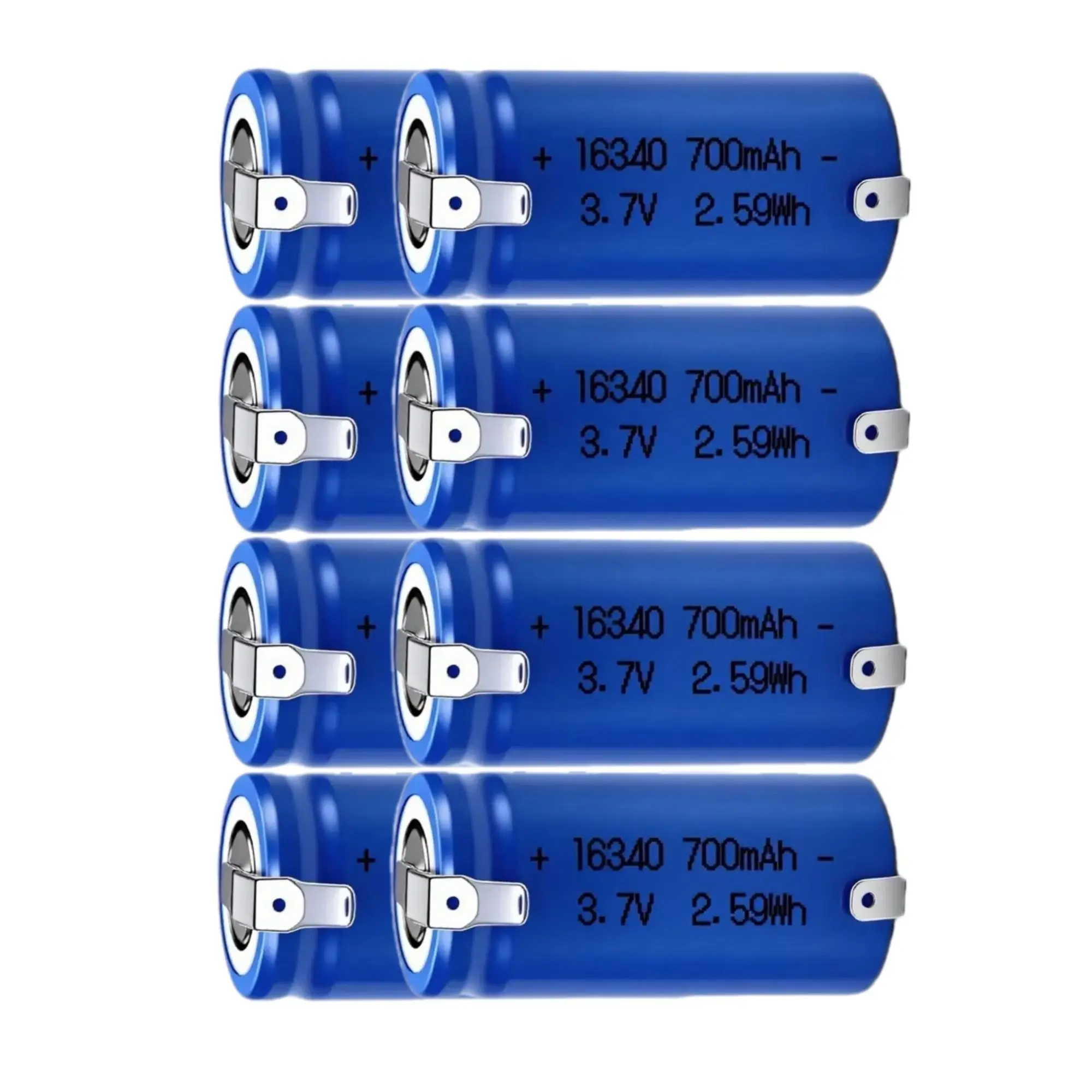 

8PCS 16340 3.7V 700mAh CR123A Rechargeable Lithium Battery with solder tabs for Digital camera Nfrared Laser Light Searchlight