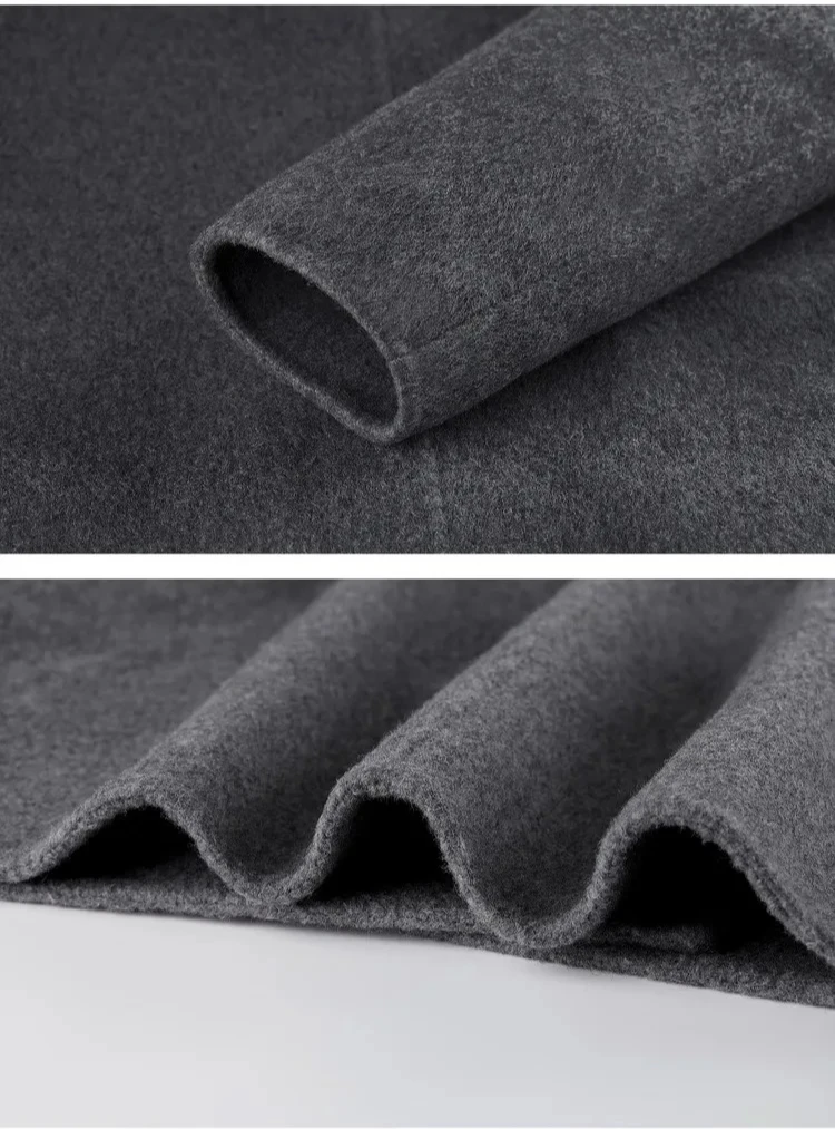 SENTUBILA Doppelseitiger Wollmantel für Damen Winter 2026 Neue Warme Mäntel Zweireihiger Langer Locker Sitzender Mantel Damen W54OA2039 – Detail 32