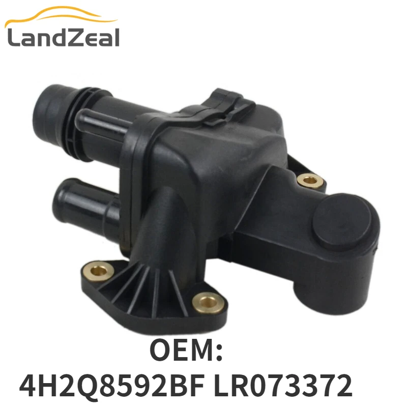 4H2Q8592BF LR073372 Engine Coolant Thermostat Water Outlet for Land Rover Discovery 3/4 Range Rover Sport Jaguar XF S-Type