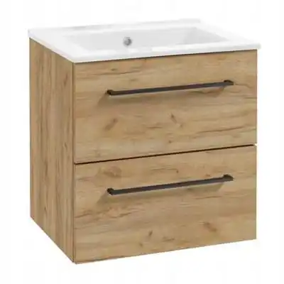Meuble de salle de bain avec lavabo 50 cm chêne artisanat silencieux suspendu 2 tiroirs moderne