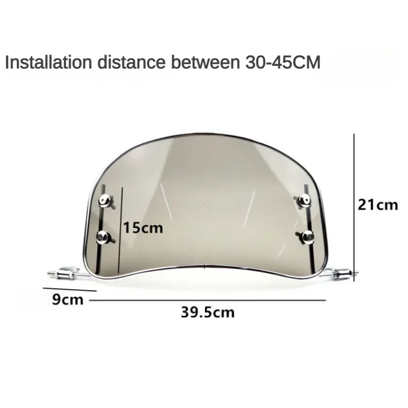 Universal Motorcycle Windshield Retro Front Wind Deflector Windscreen Modified Accessories Easy Installs For Scooter E-bike