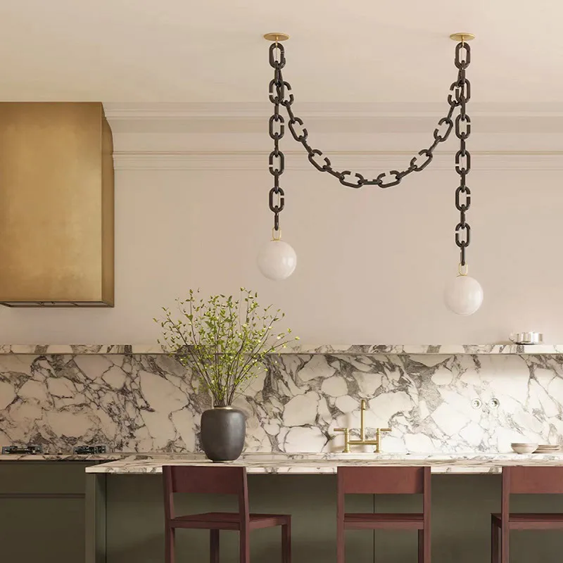 

Modern Glass Chain Chandelier Nordic Cerine Swagged Hanging Light For Bedroom Bar Coffee Shop Creative Colorful LED Chandelier