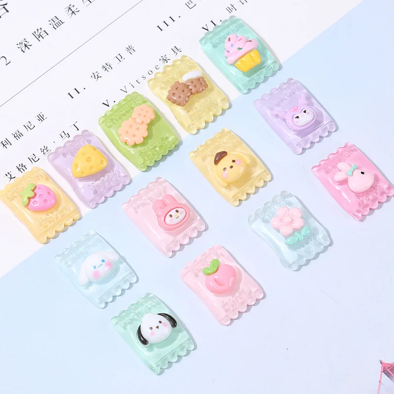 13/26Pcs/Lot Earring Charms Cute Dog Cookies Cartoon Candy DIY Resin Sweet Flatback Food Cabochon Jewelry Pendant Homemade Gift